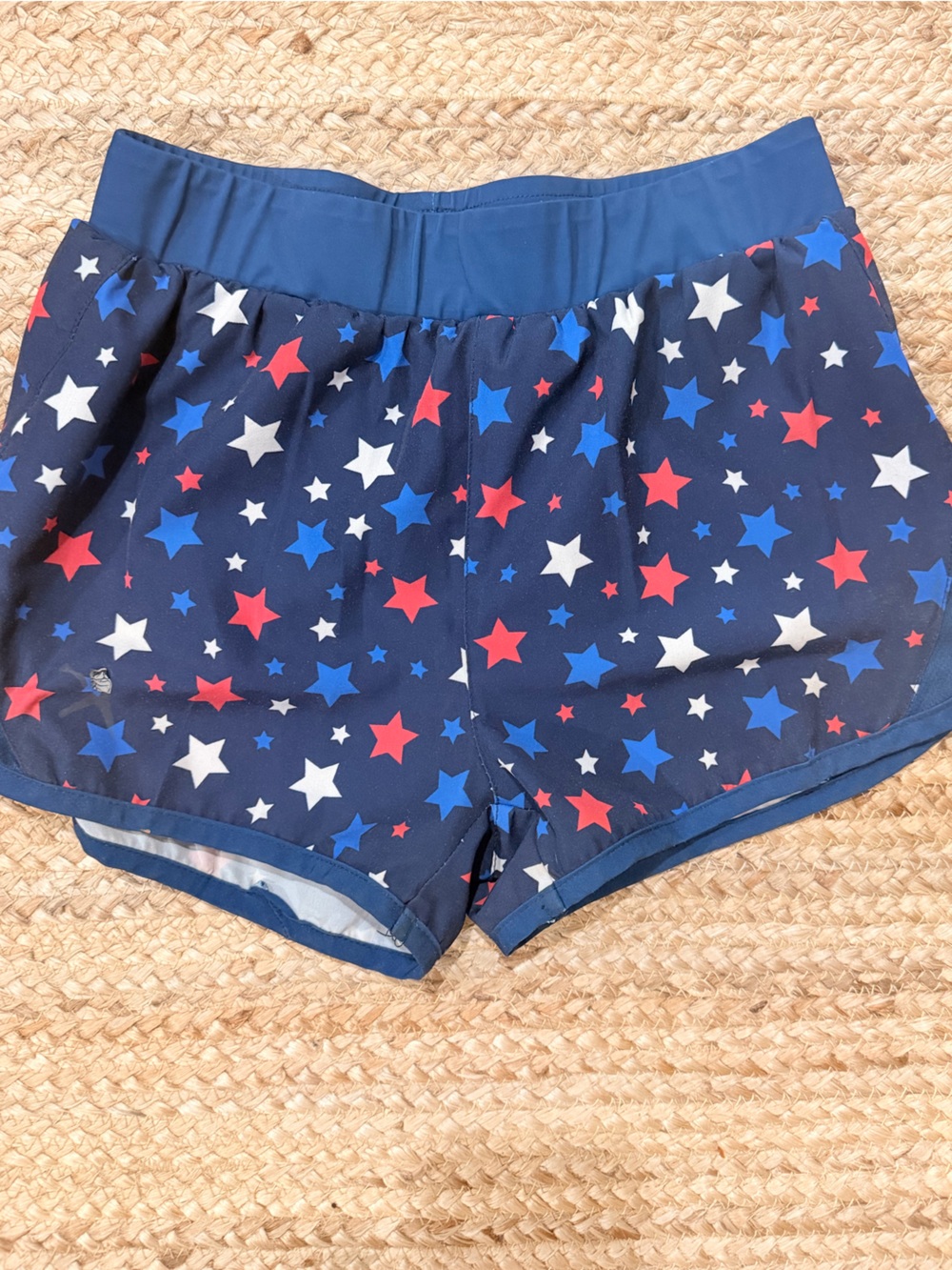 Kids Navy Star Print Active Shorts - Blue/Red/White